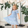 Audra Blue Floral Tiered Little Girl Dress