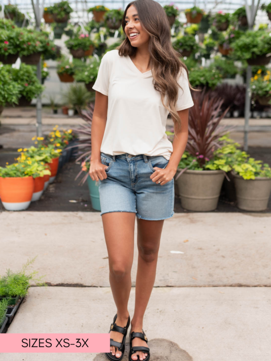The Classic Cream V-Neck Top